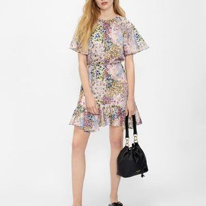 Ted Baker London Lalu Floral Printed Fluted Hem Dress